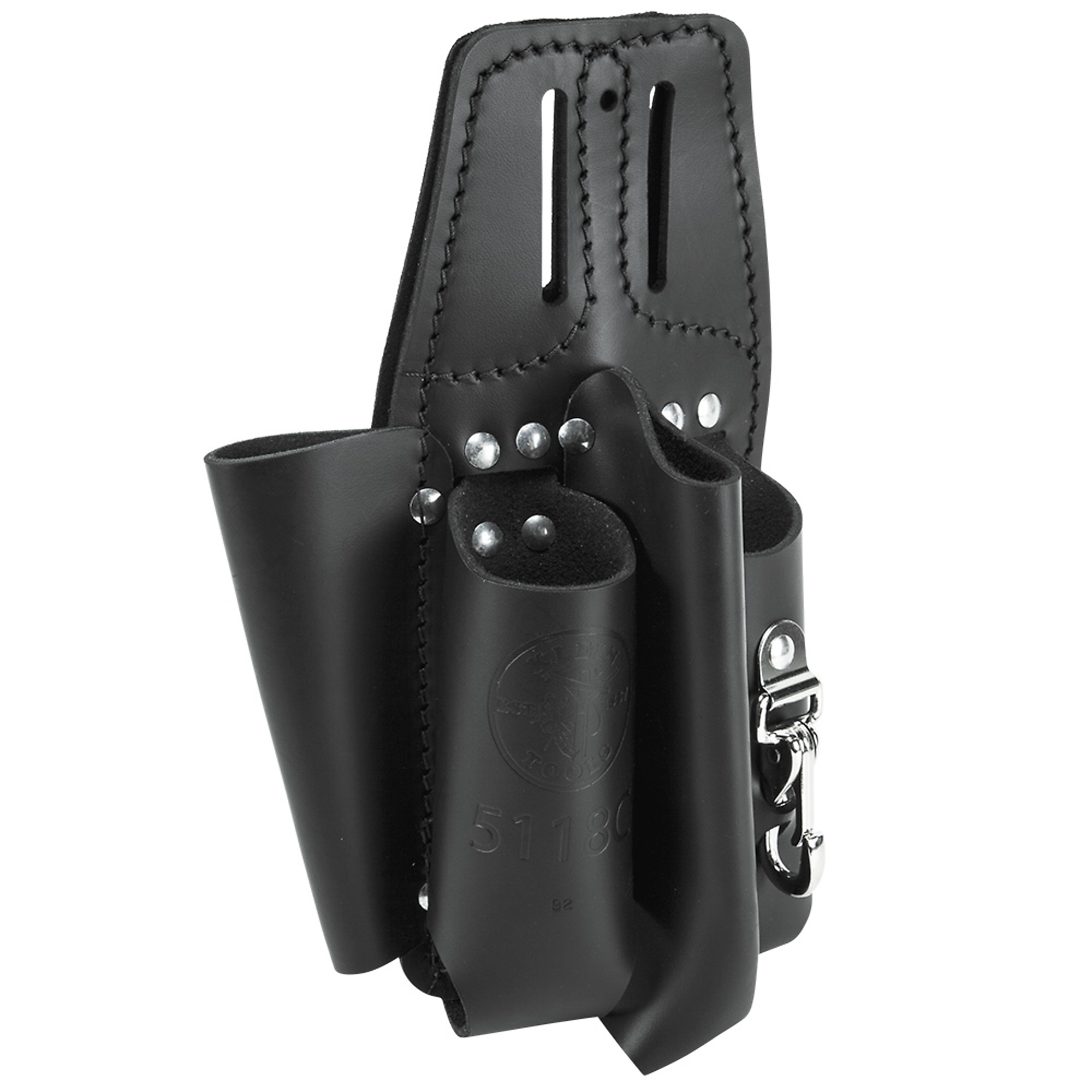 Klein Tools, Black Leather Tool Pouch for Belts, Color Black, Pockets (qty.) 4 Material Leather, Model# 5118C